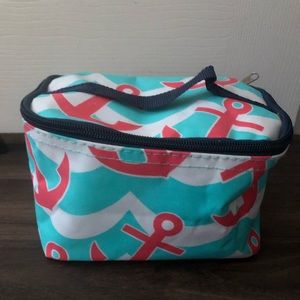 Anchor print toiletries/makeup bag